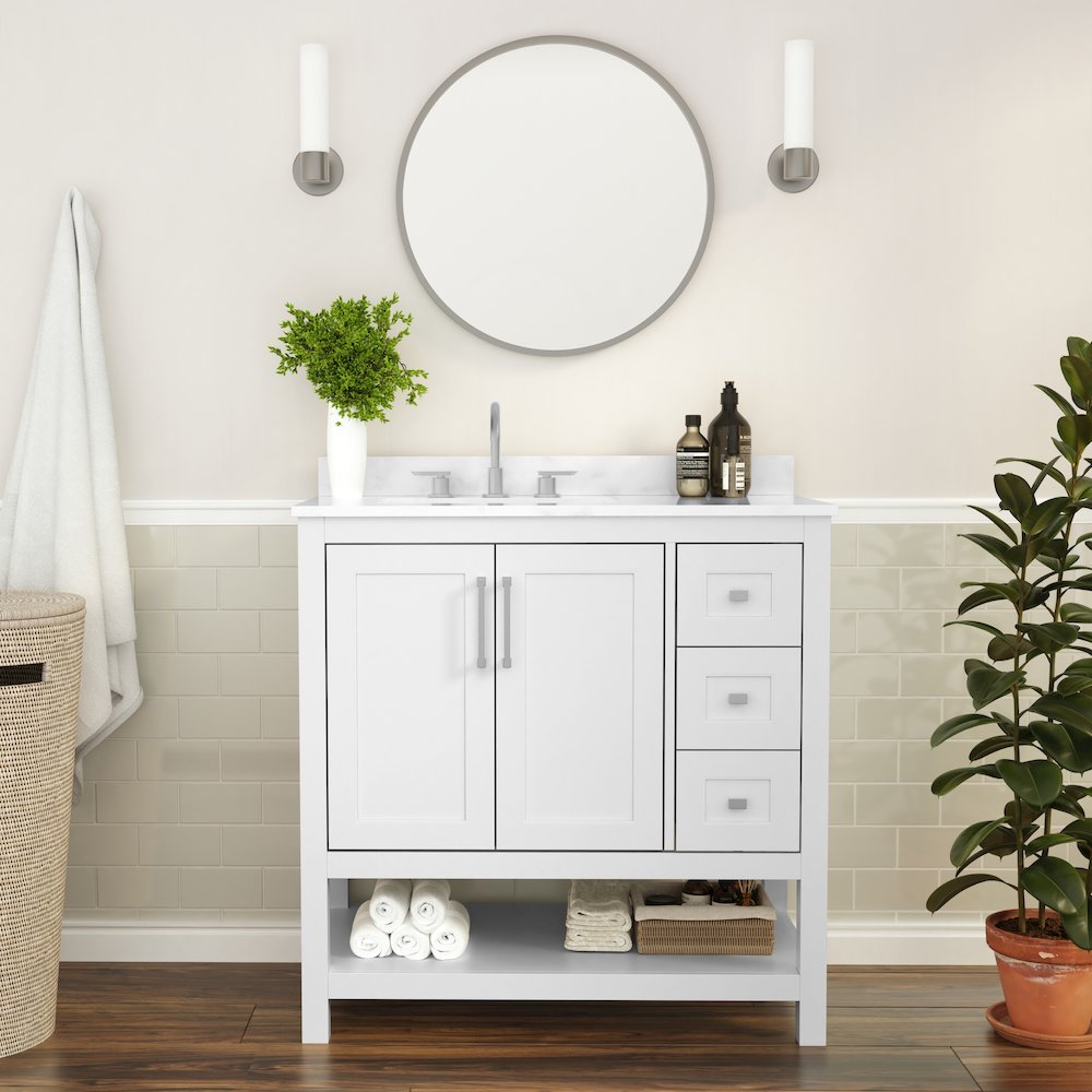 36 Inch Contemporary Bathroom Vanity with Storage Drawers and Sink Combo. Picture 2