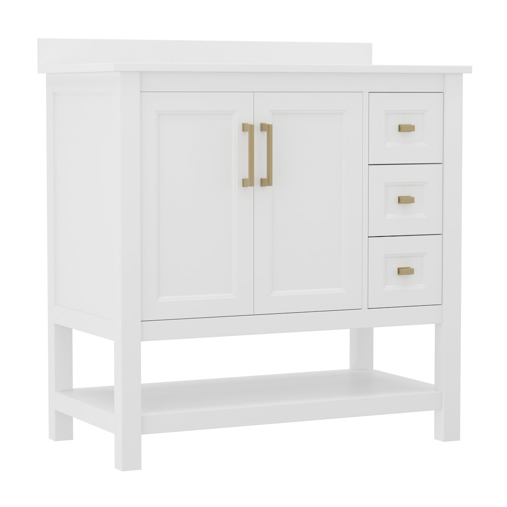 36in Bathroom Vanity with Storage Drawers and Sink Combo, White Frame. Picture 1