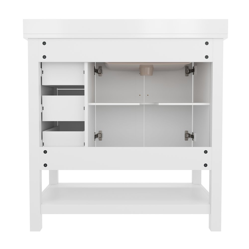 36in Bathroom Vanity with Storage Drawers and Sink Combo, White Frame. Picture 8