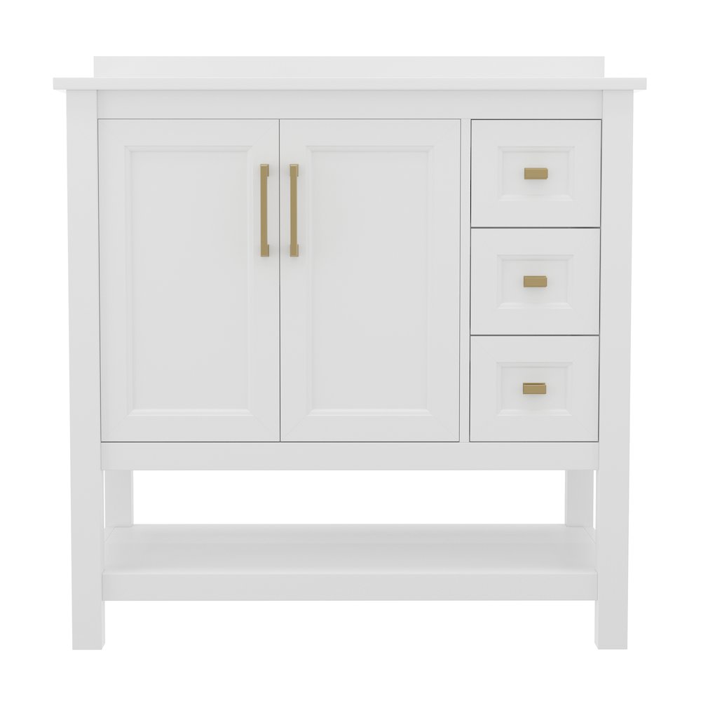 36in Bathroom Vanity with Storage Drawers and Sink Combo, White Frame. Picture 11