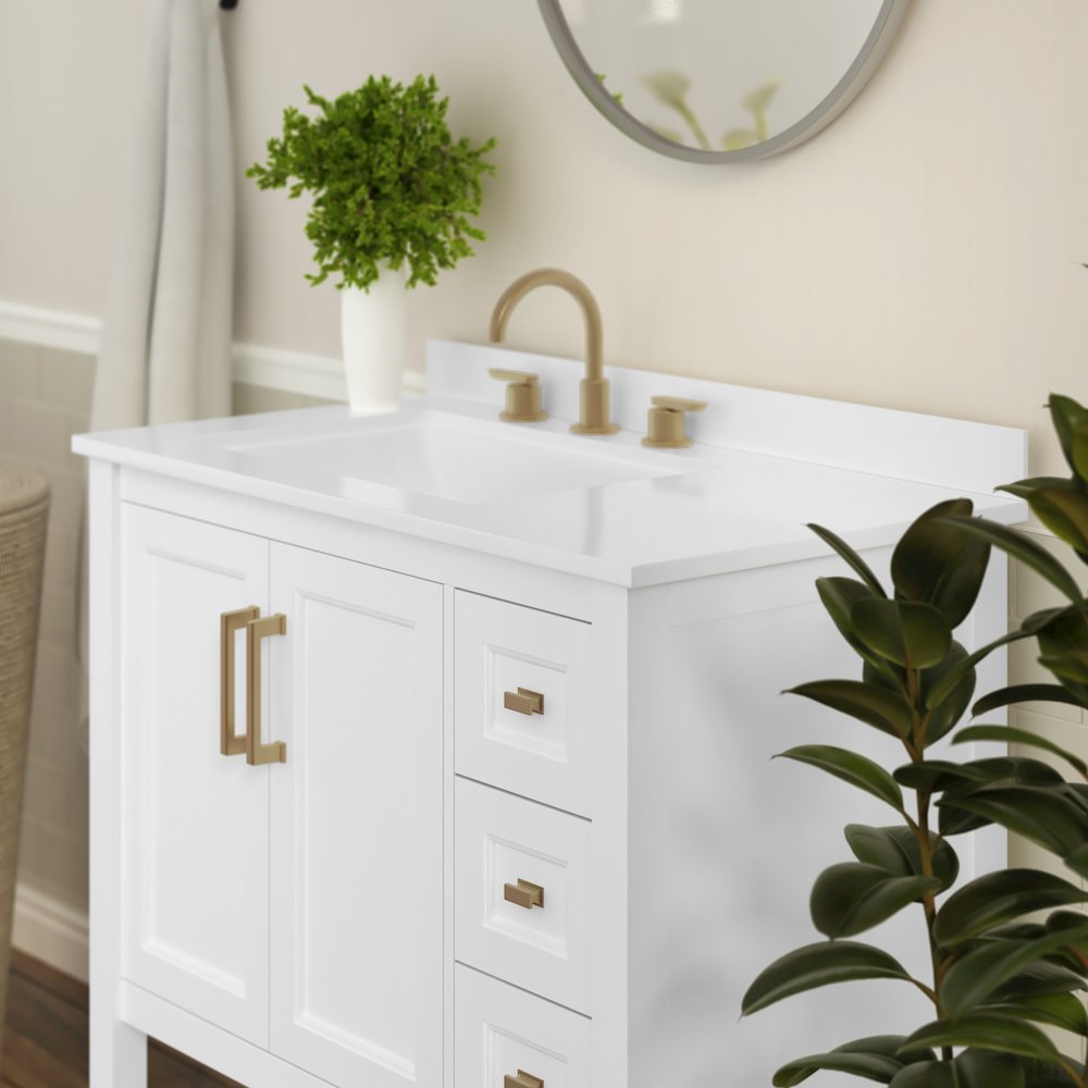 36in Bathroom Vanity with Storage Drawers and Sink Combo, White Frame. Picture 6