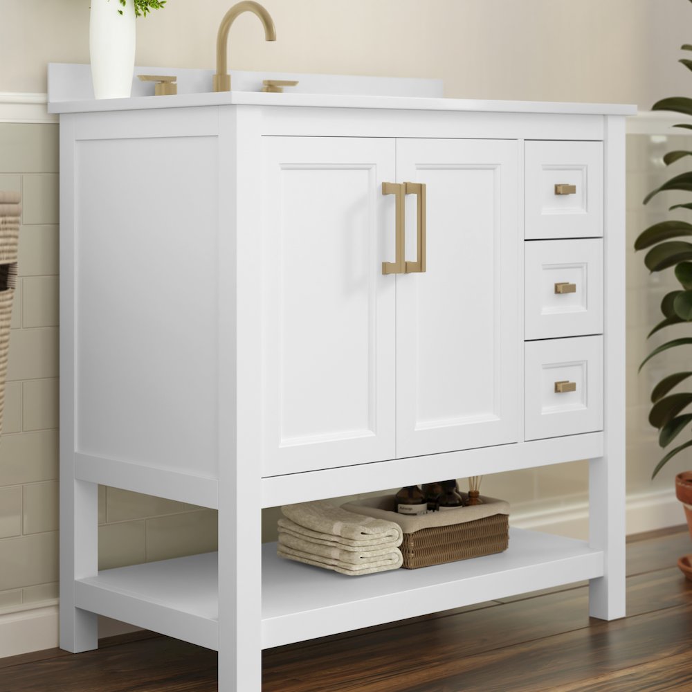 36in Bathroom Vanity with Storage Drawers and Sink Combo, White Frame. Picture 7