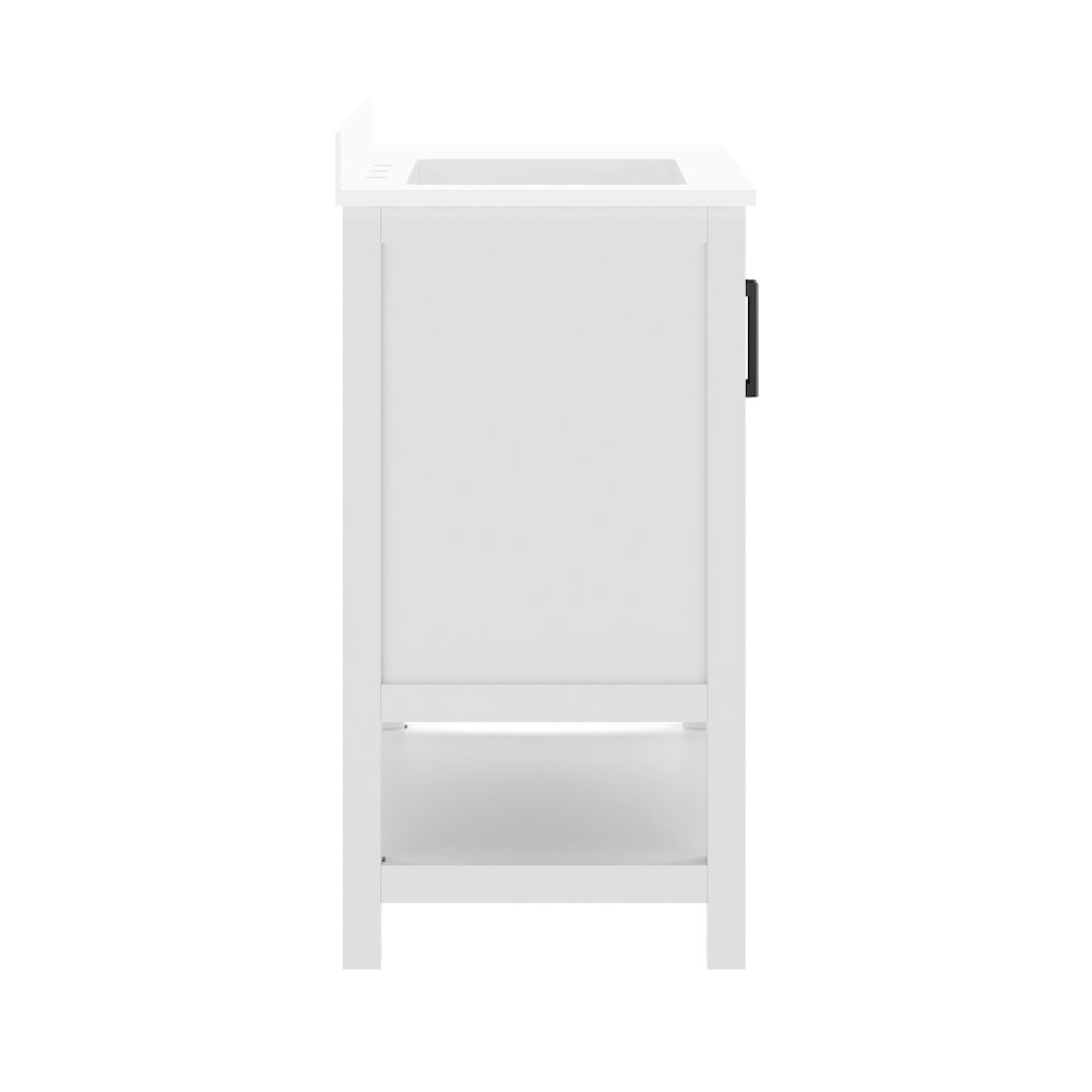 Vega 36" Bathroom Vanity with Sink, Cabinet with Black Hardware, White/White. Picture 10