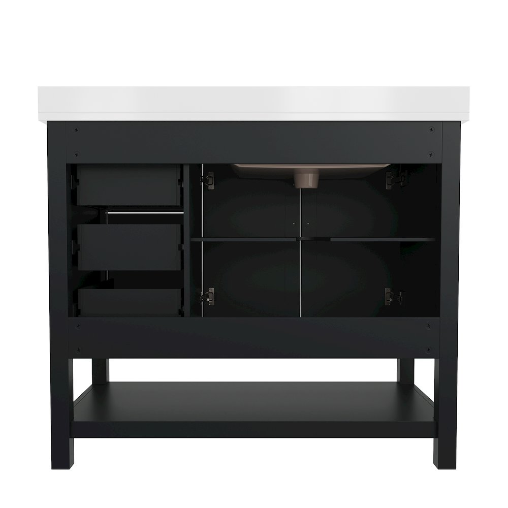 42in Bathroom Vanity with Storage Drawers and Sink Combo, Black Frame. Picture 8
