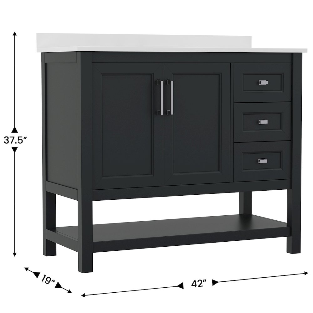 42in Bathroom Vanity with Storage Drawers and Sink Combo, Black Frame. Picture 5