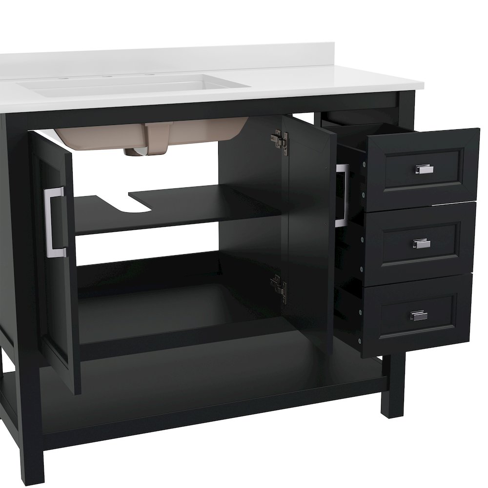42in Bathroom Vanity with Storage Drawers and Sink Combo, Black Frame. Picture 9