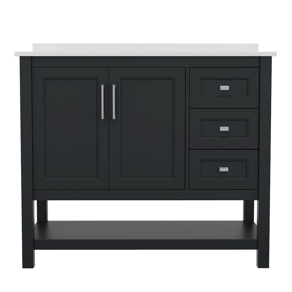 42in Bathroom Vanity with Storage Drawers and Sink Combo, Black Frame. Picture 11