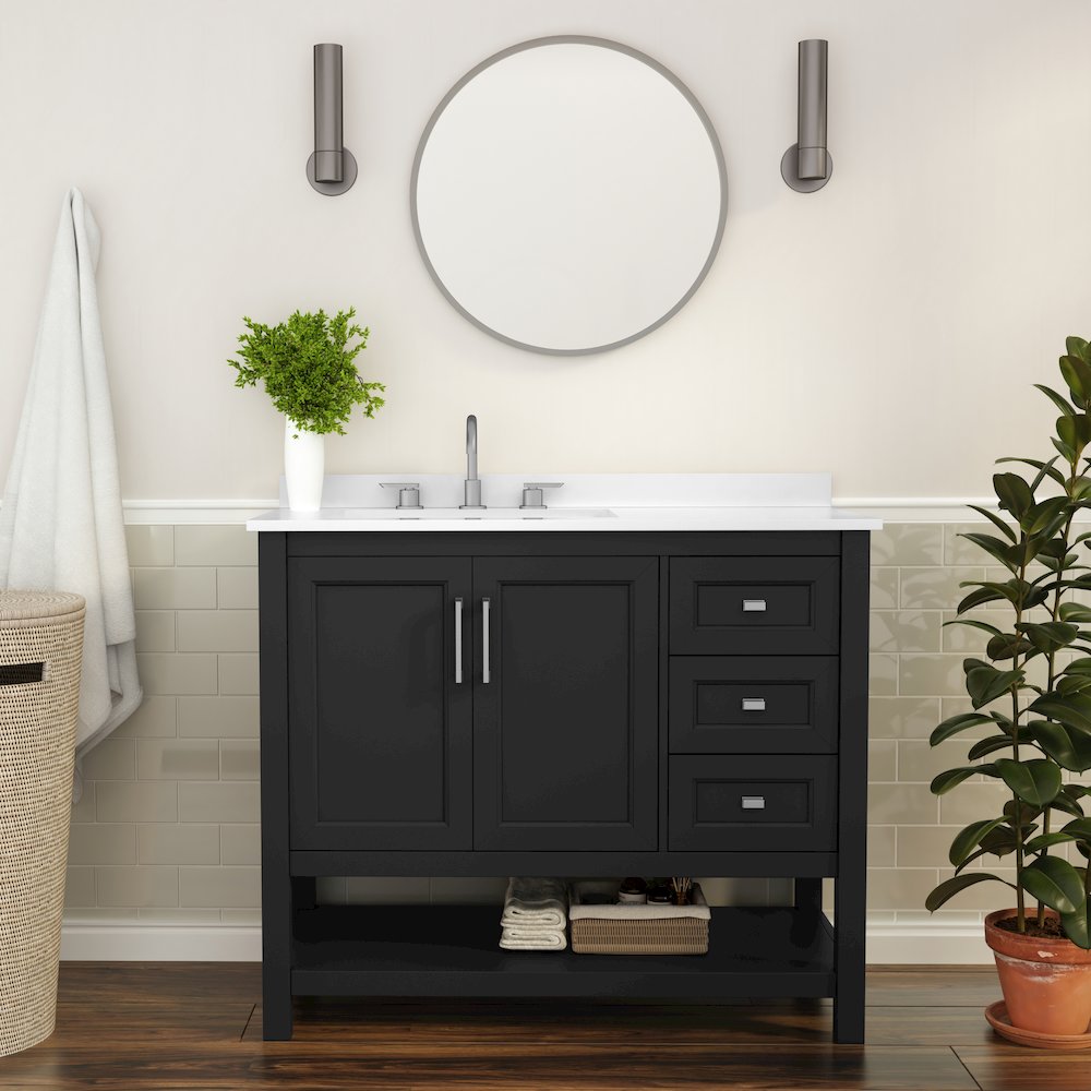 42in Bathroom Vanity with Storage Drawers and Sink Combo, Black Frame. Picture 3