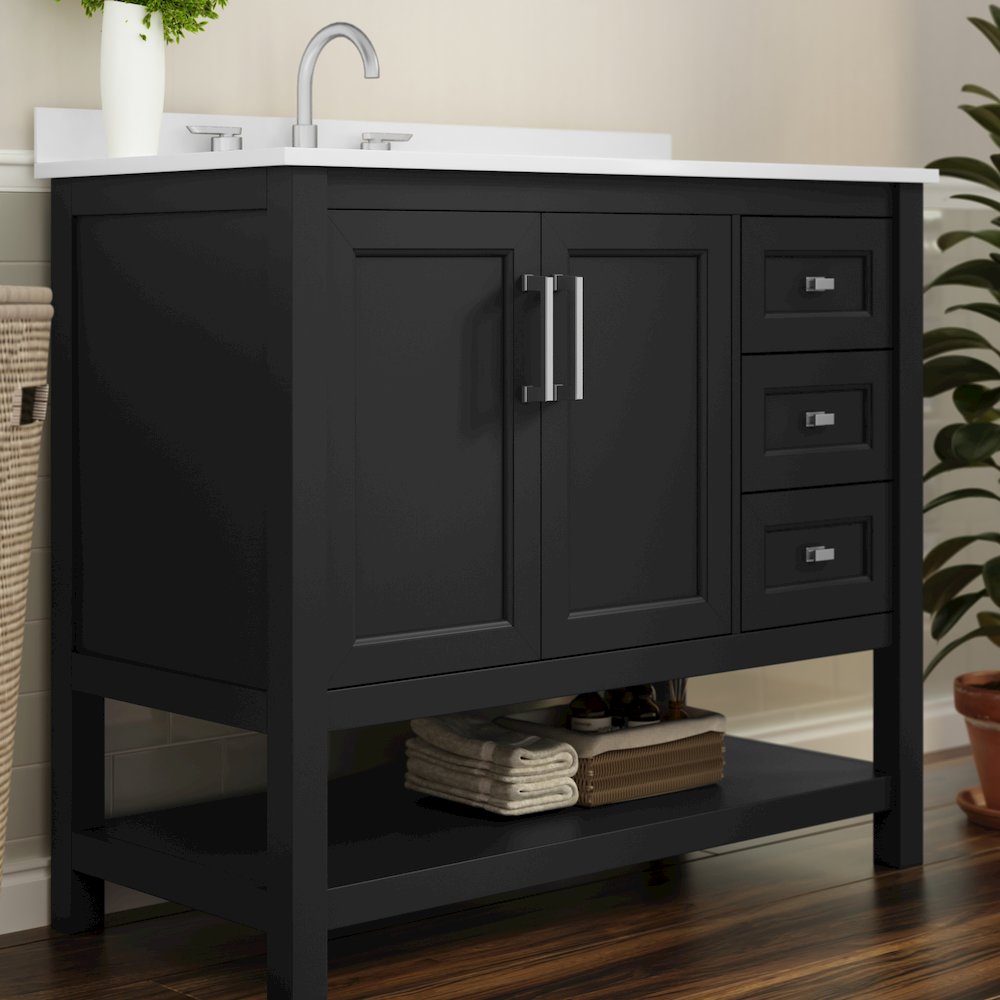 42in Bathroom Vanity with Storage Drawers and Sink Combo, Black Frame. Picture 7