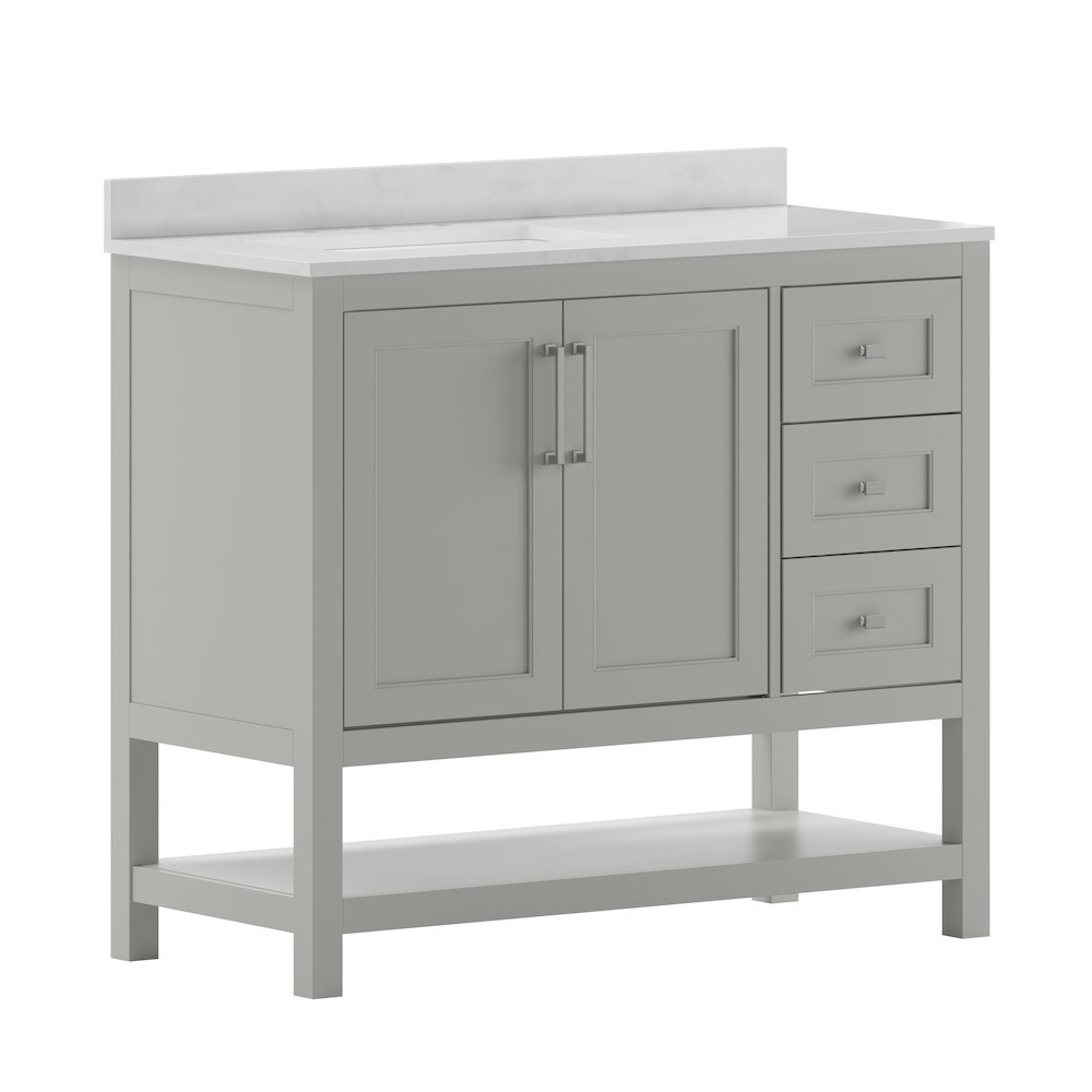 42 Inch Contemporary Bathroom Vanity with Storage Drawers and Sink Combo. Picture 1