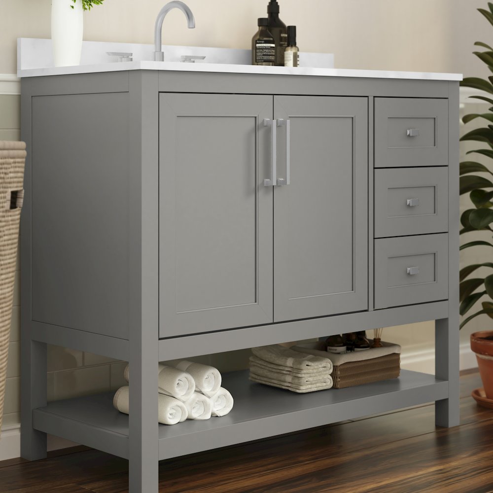 42 Inch Contemporary Bathroom Vanity with Storage Drawers and Sink Combo. Picture 6