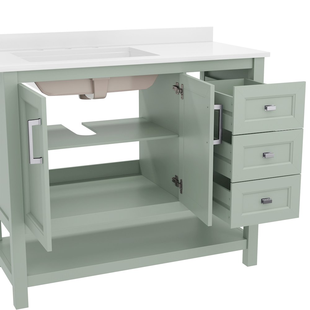 42in Bathroom Vanity with Storage Drawers and Sink Combo, Sage Frame. Picture 9