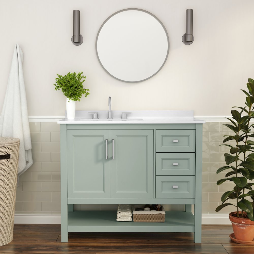 42in Bathroom Vanity with Storage Drawers and Sink Combo, Sage Frame. Picture 3