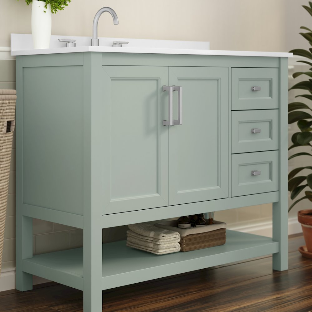 42in Bathroom Vanity with Storage Drawers and Sink Combo, Sage Frame. Picture 7