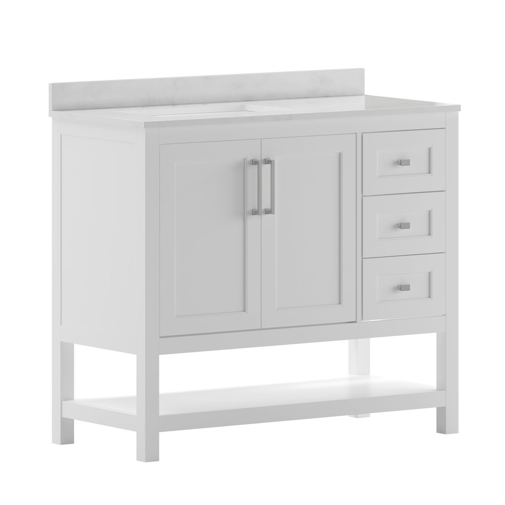 42 Inch Contemporary Bathroom Vanity with Storage Drawers and Sink Combo. Picture 1