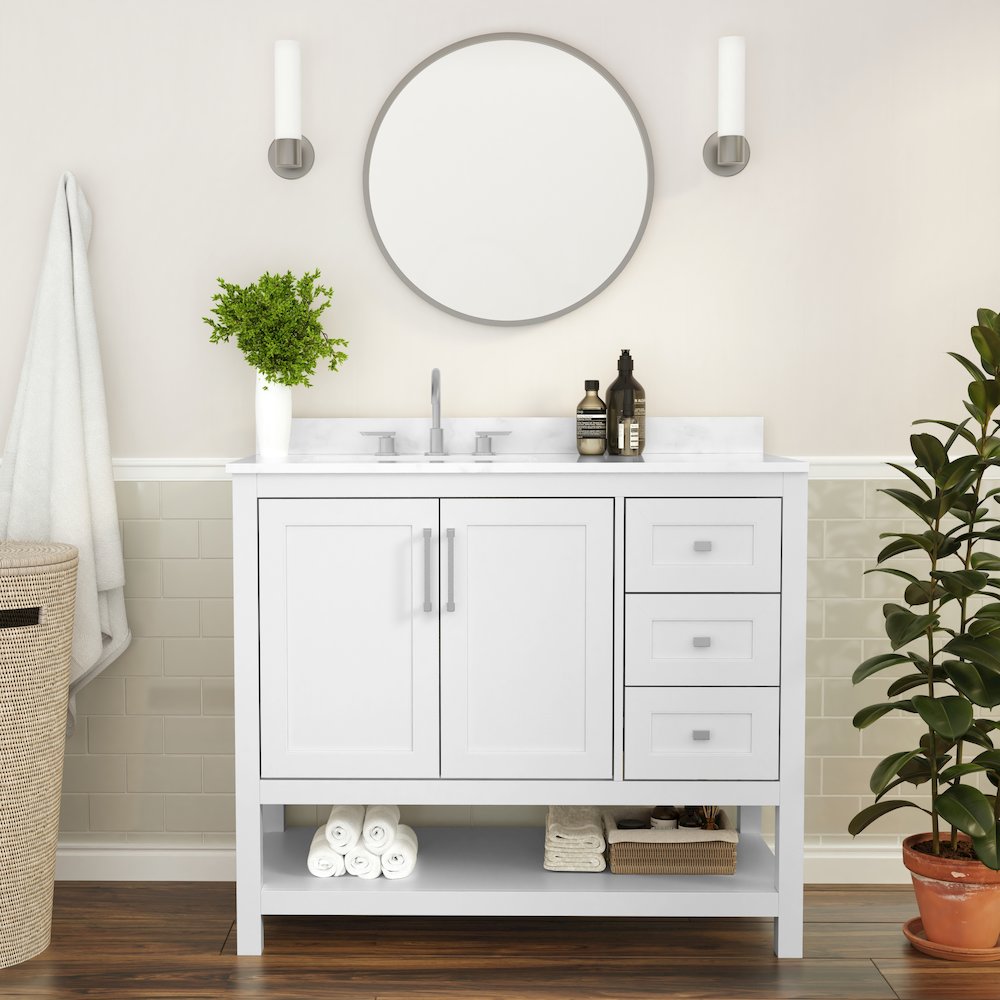 42 Inch Contemporary Bathroom Vanity with Storage Drawers and Sink Combo. Picture 2