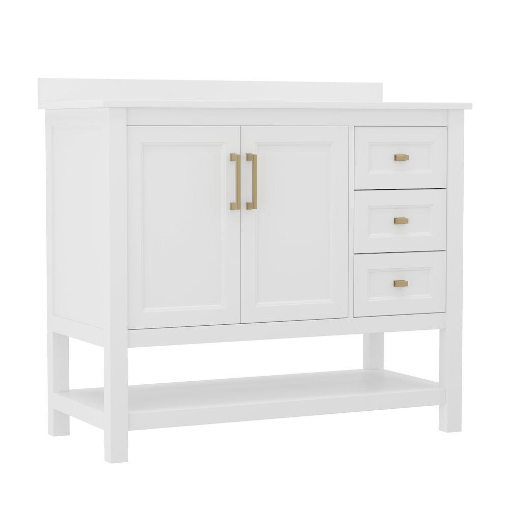 42in Bathroom Vanity with Storage Drawers and Sink Combo, White Frame. Picture 1