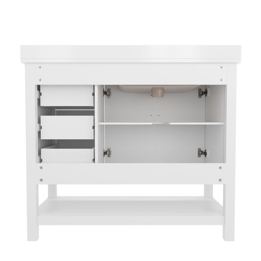 42in Bathroom Vanity with Storage Drawers and Sink Combo, White Frame. Picture 8