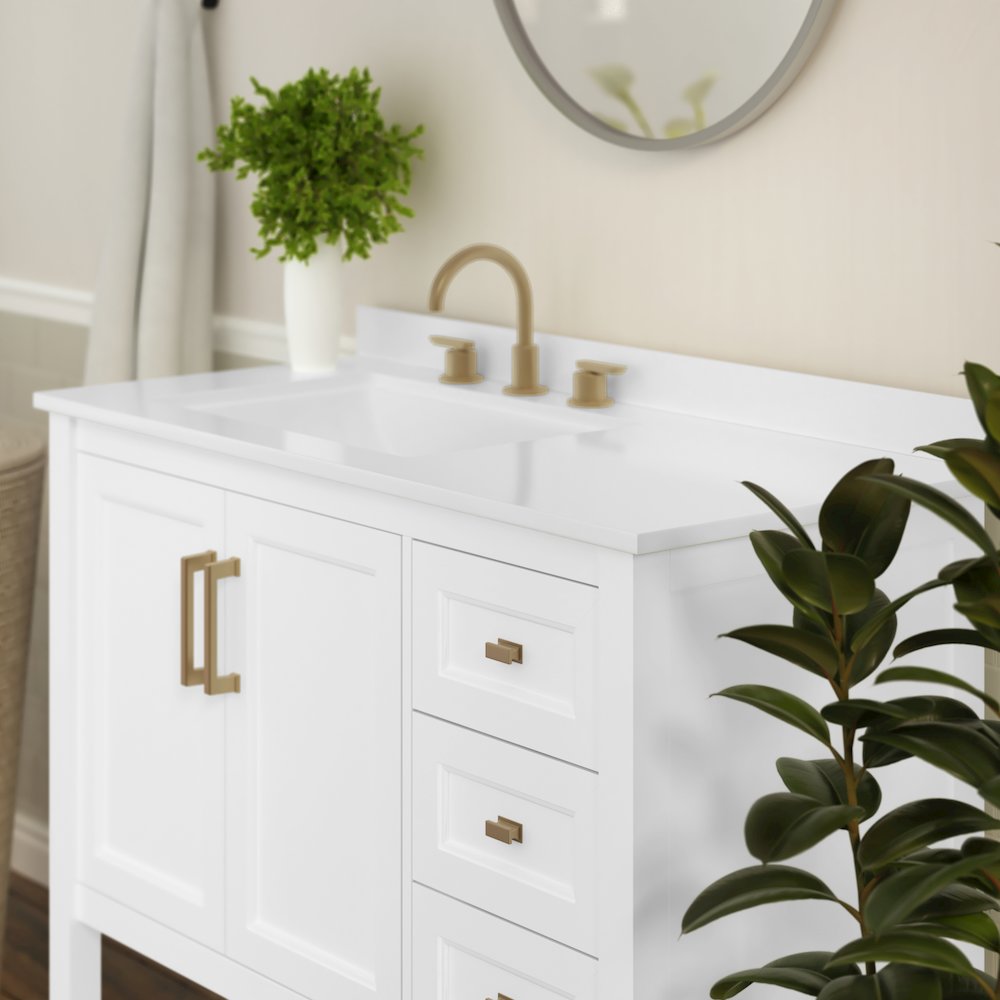 42in Bathroom Vanity with Storage Drawers and Sink Combo, White Frame. Picture 6