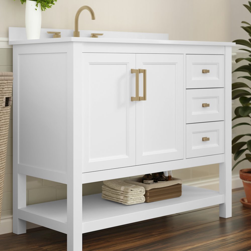 42in Bathroom Vanity with Storage Drawers and Sink Combo, White Frame. Picture 7
