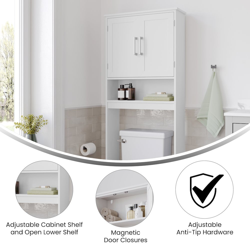 Modern Over the Toilet Bathroom Storage Cabinet Organizer, White. Picture 4