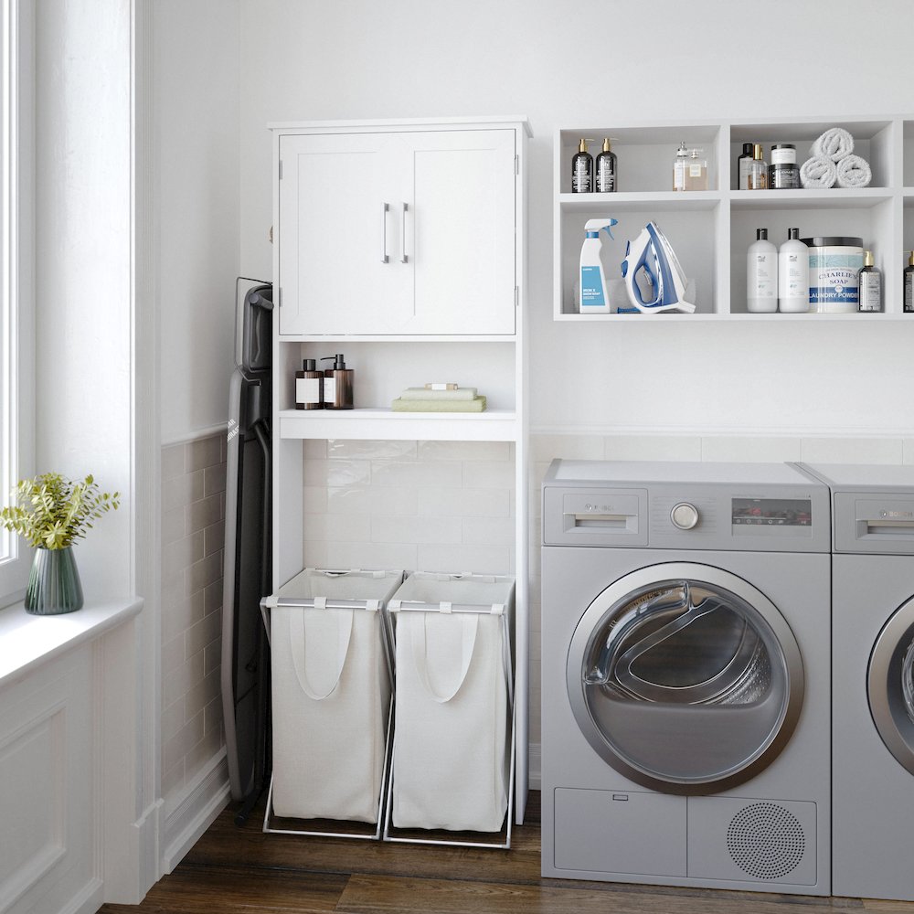 Modern Over the Toilet Bathroom Storage Cabinet Organizer, White. Picture 6
