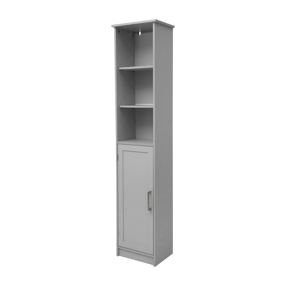 Modern Tall Linen Tower Storage Cabinet, Gray. Picture 1