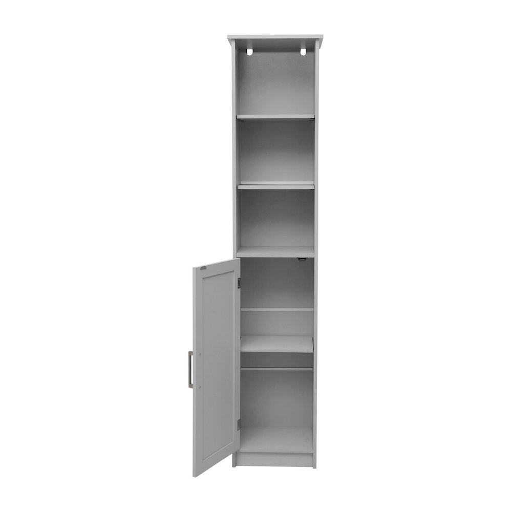 Modern Tall Linen Tower Storage Cabinet, Gray. Picture 9