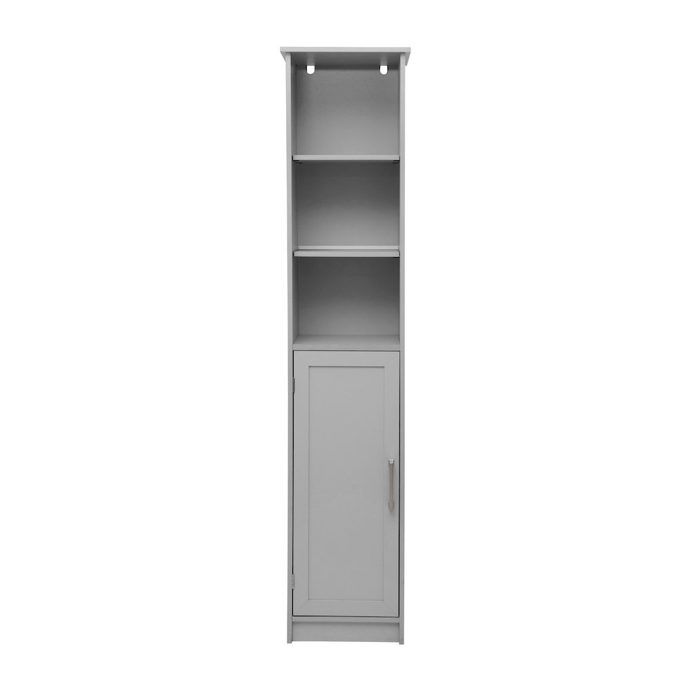 Modern Tall Linen Tower Storage Cabinet, Gray. Picture 11