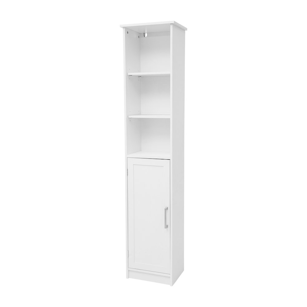 Modern Tall Linen Tower Storage Cabinet, White. Picture 1