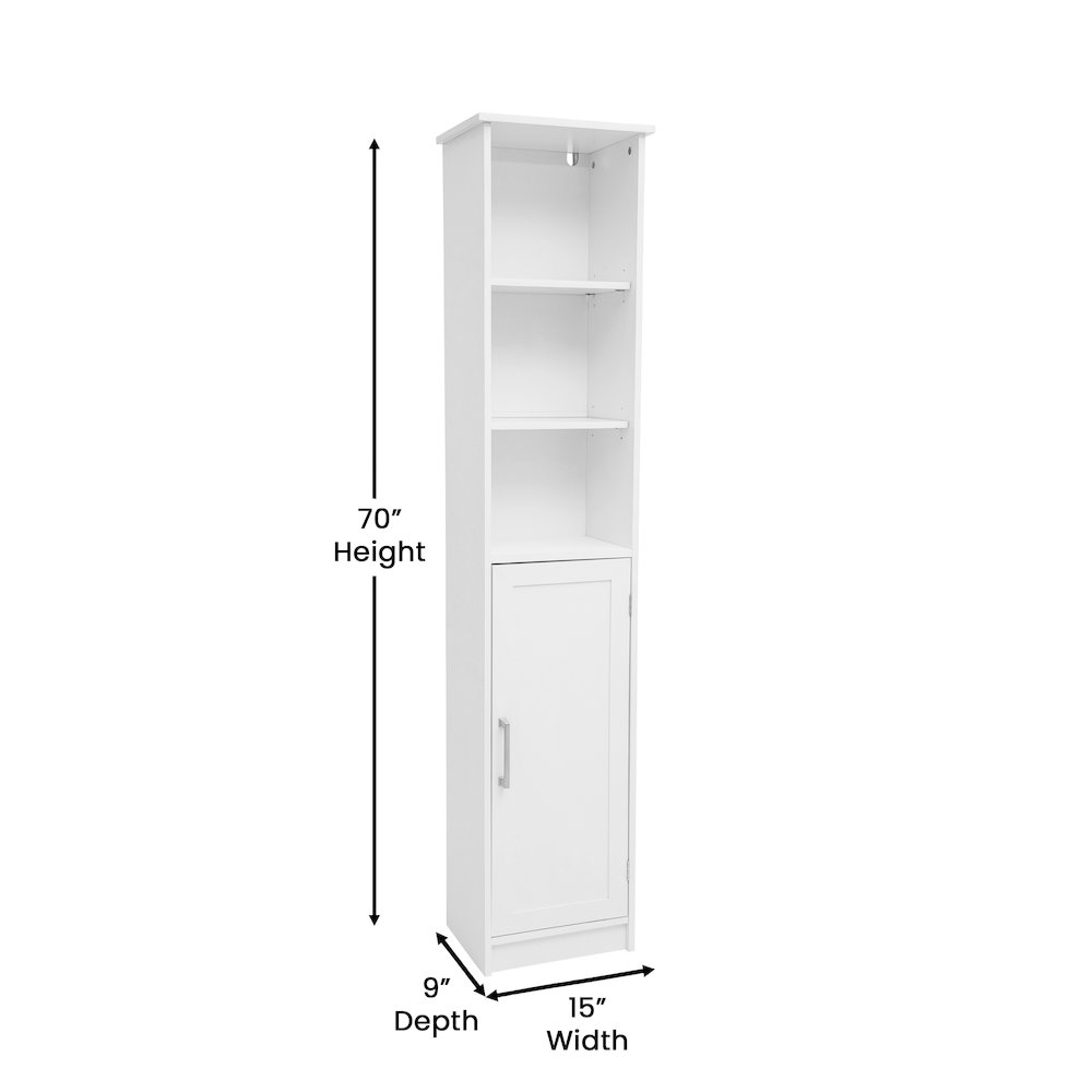 Modern Tall Linen Tower Storage Cabinet, White. Picture 5
