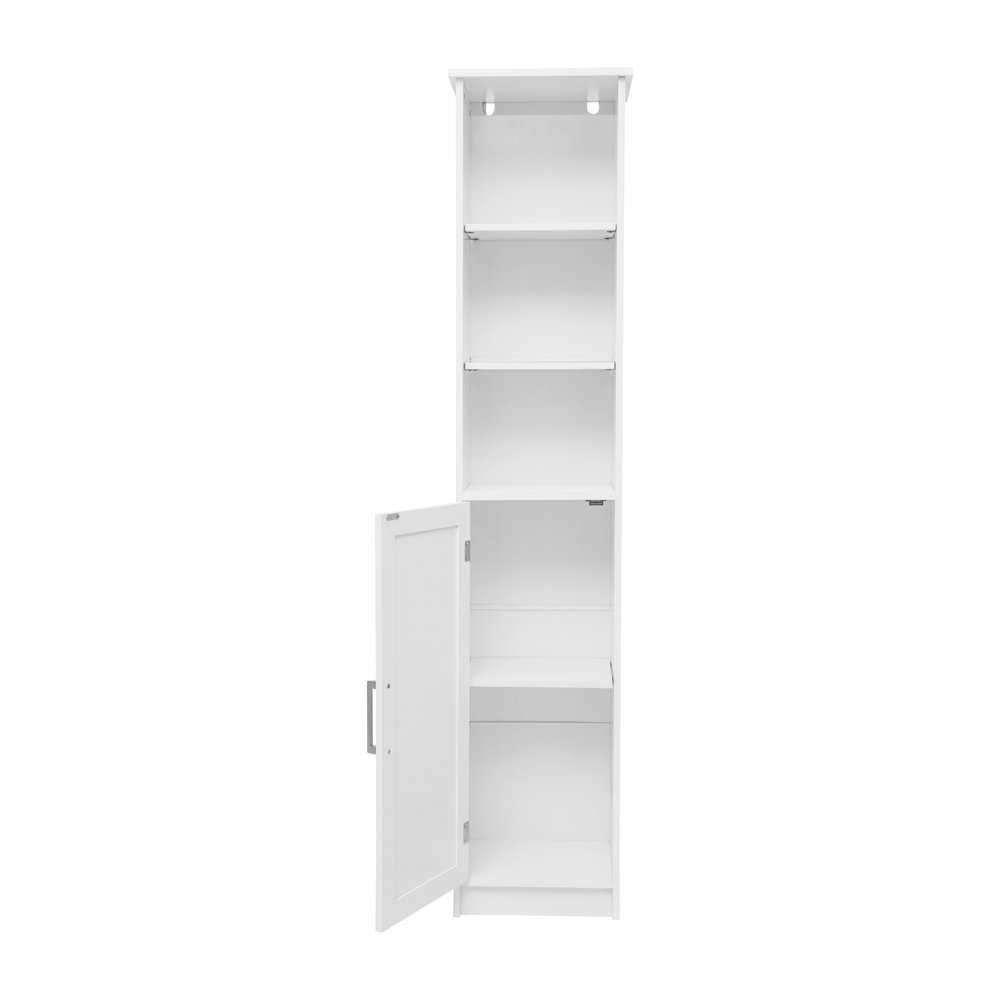 Modern Tall Linen Tower Storage Cabinet, White. Picture 9