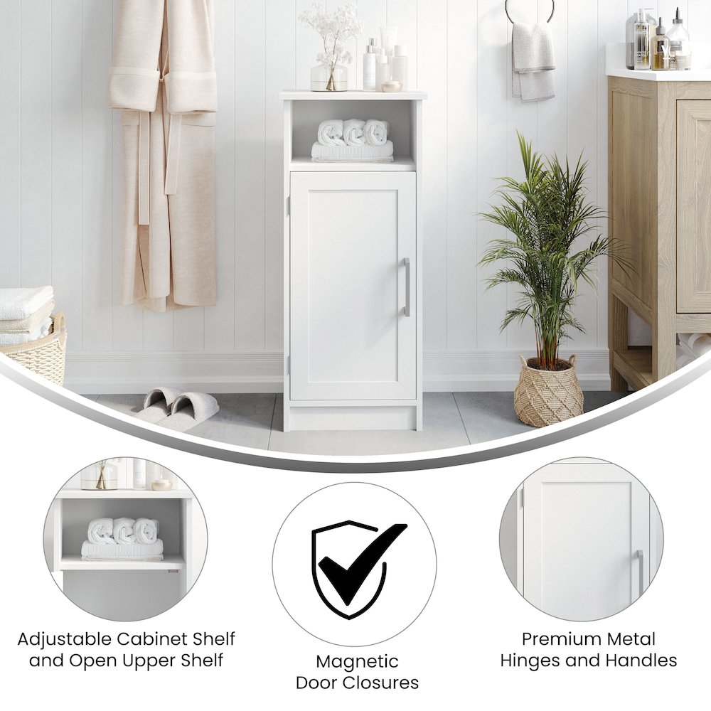 Modern Freestanding Bathroom Storage Cabinet Organizer, White. Picture 4