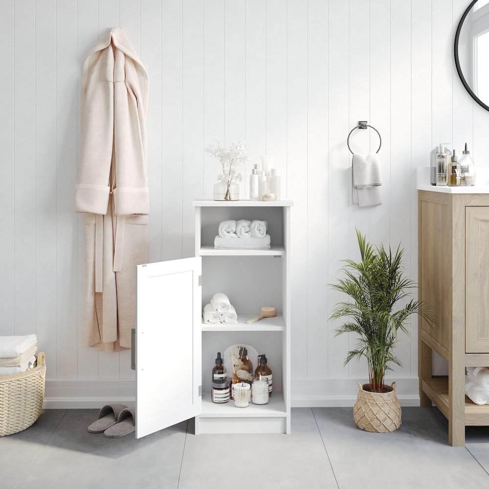 Modern Freestanding Bathroom Storage Cabinet Organizer, White. Picture 6