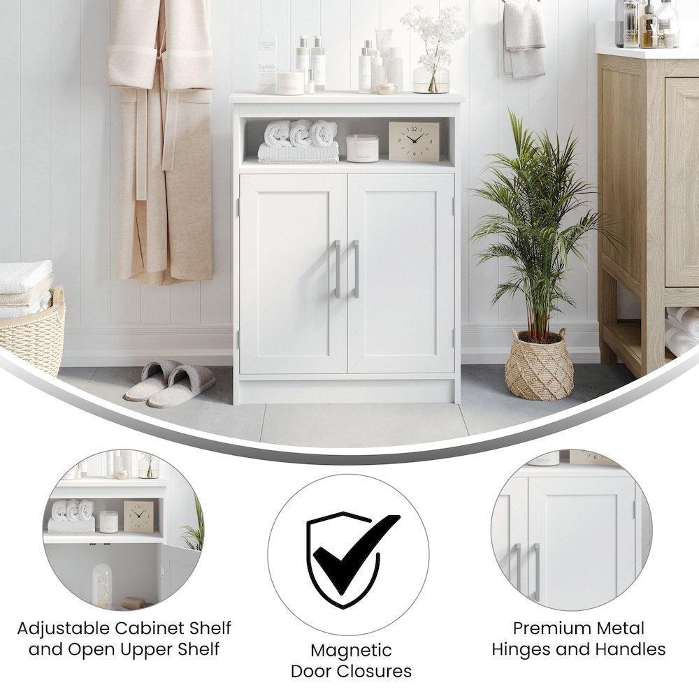 Modern Bathroom Storage Cabinet Organizer, White. Picture 4