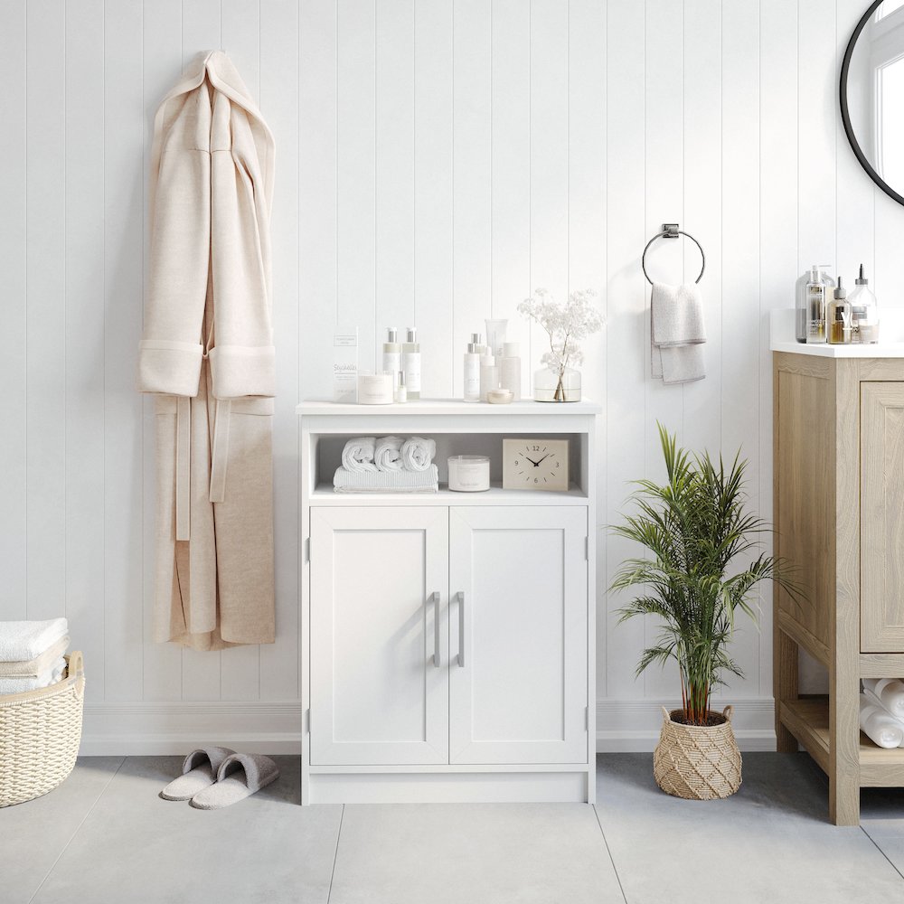 Modern Bathroom Storage Cabinet Organizer, White. Picture 3