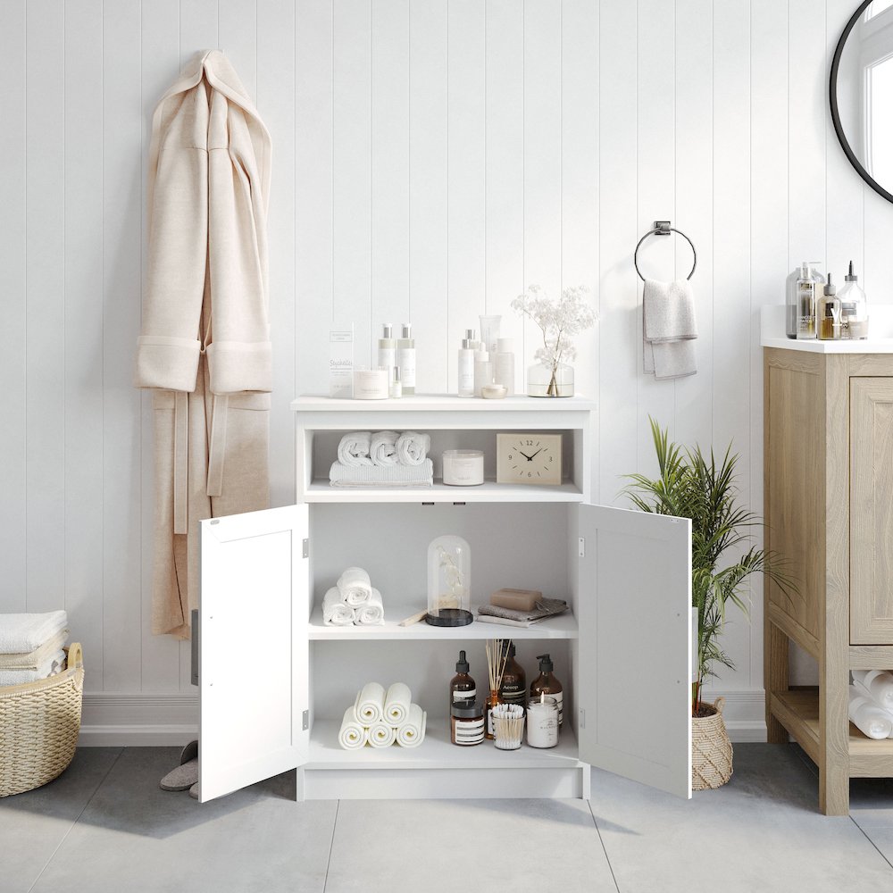 Modern Bathroom Storage Cabinet Organizer, White. Picture 6