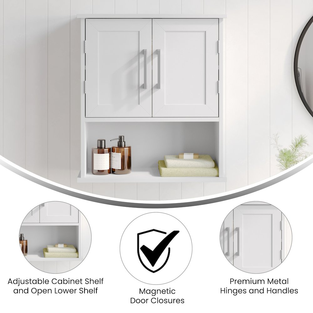 Modern Wall Mounted Bathroom Medicine Cabinet, White. Picture 4