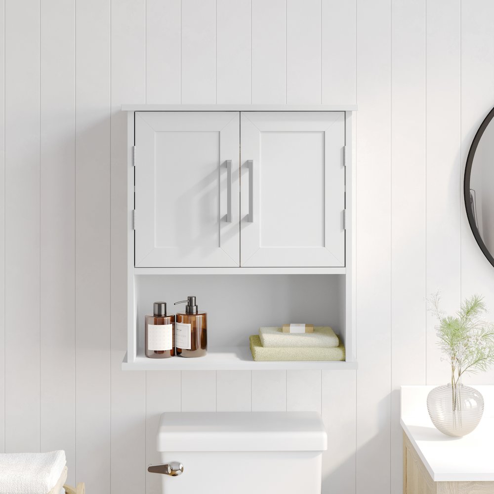 Modern Wall Mounted Bathroom Medicine Cabinet, White. Picture 3