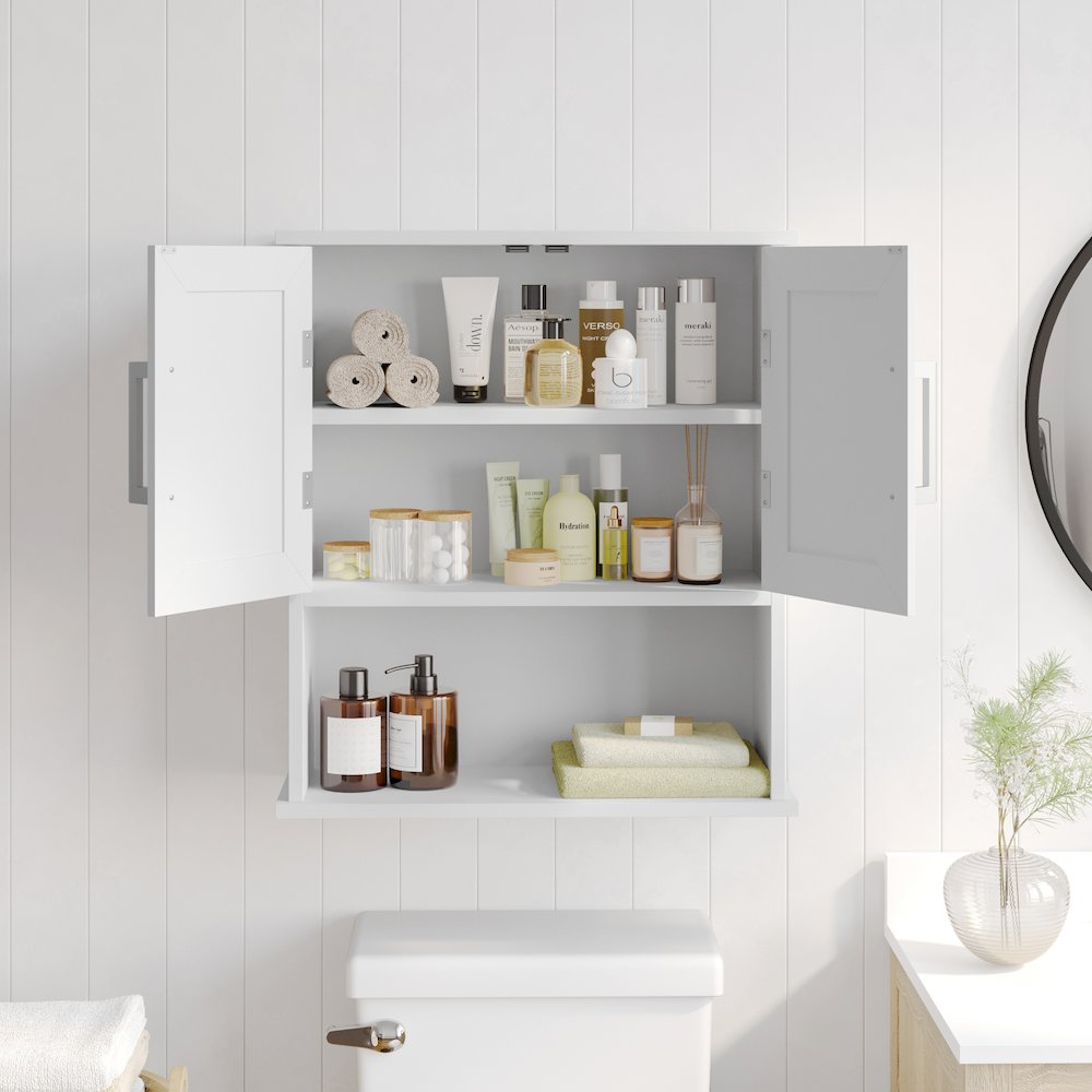 Modern Wall Mounted Bathroom Medicine Cabinet, White. Picture 6