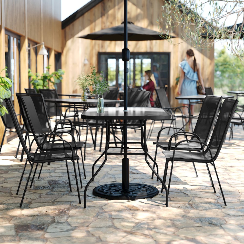 5 Piece Patio Dining Set with Patio Table with 4 Chairs, Black. Picture 6