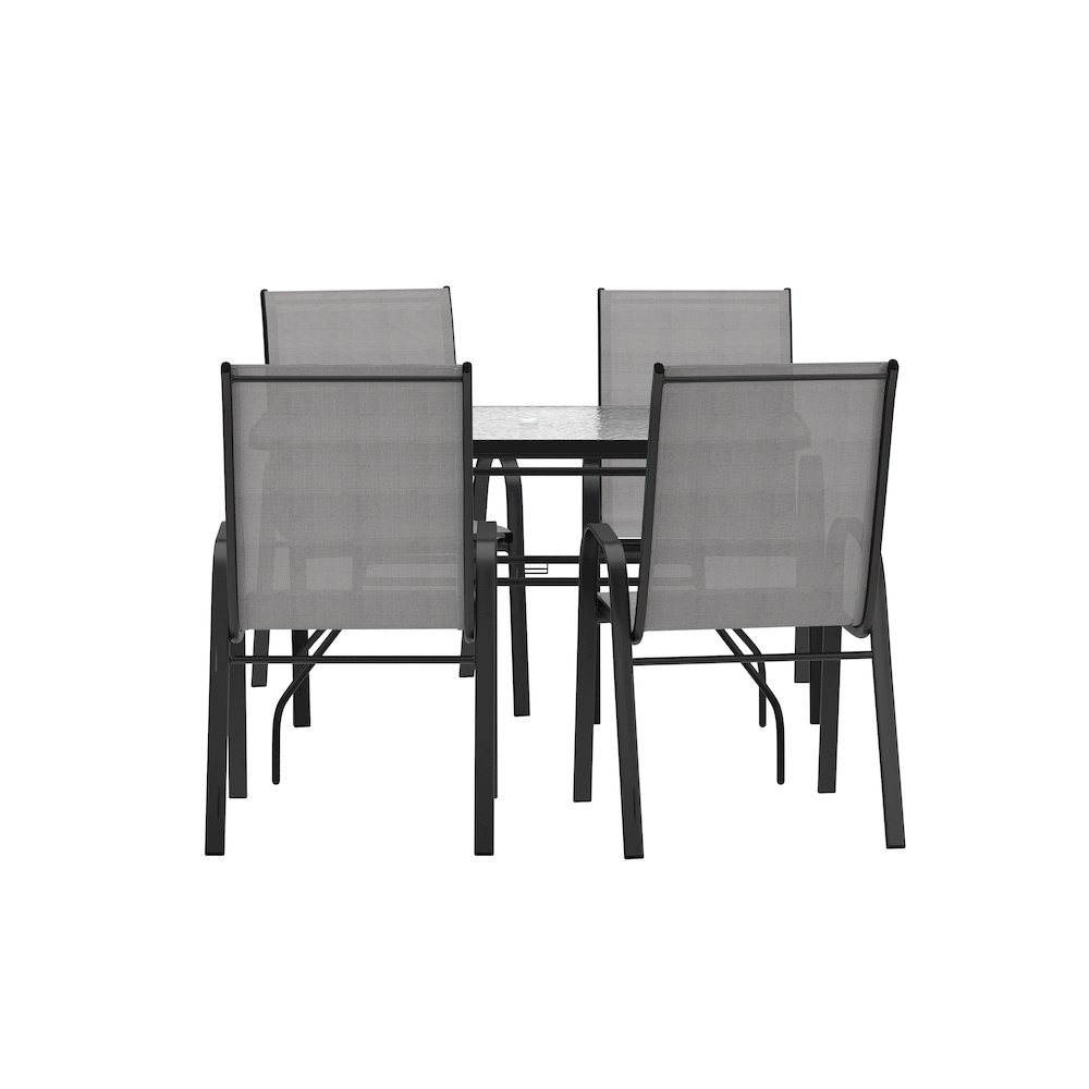 5 Piece Patio Dining Set with Patio Table with 4 Chairs, Gray. Picture 1