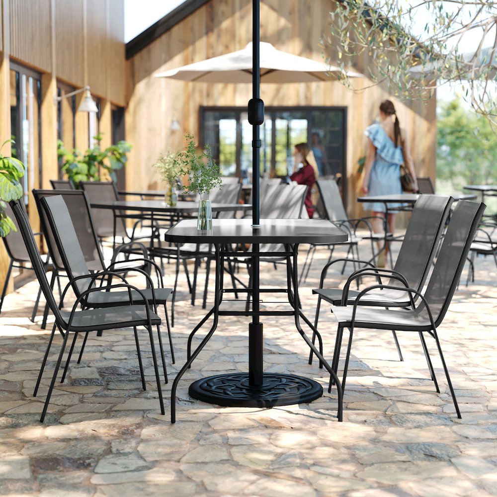 5 Piece Patio Dining Set with Patio Table with 4 Chairs, Gray. Picture 6