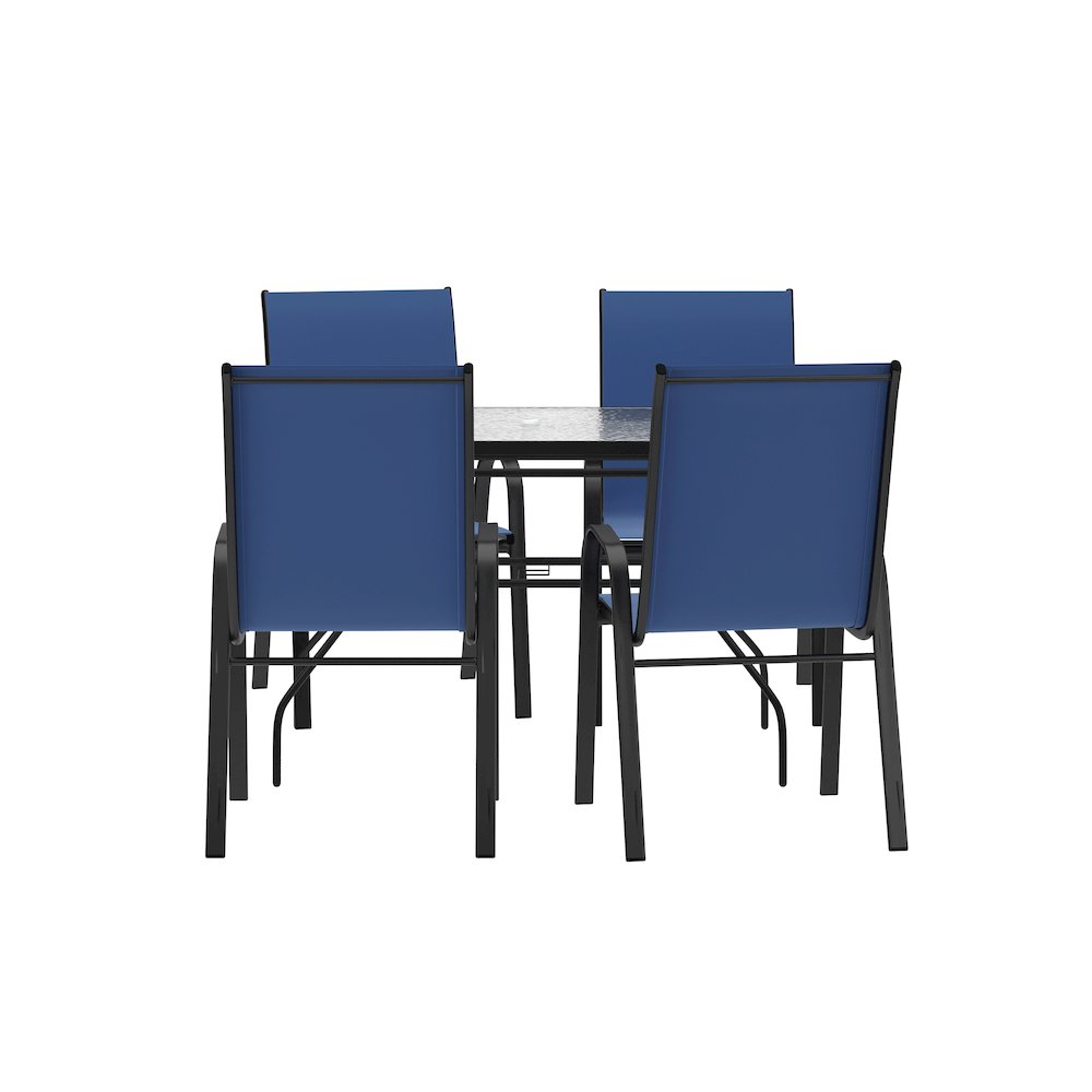 5 Piece Patio Dining Set with Patio Table with 4 Chairs, Navy. Picture 1