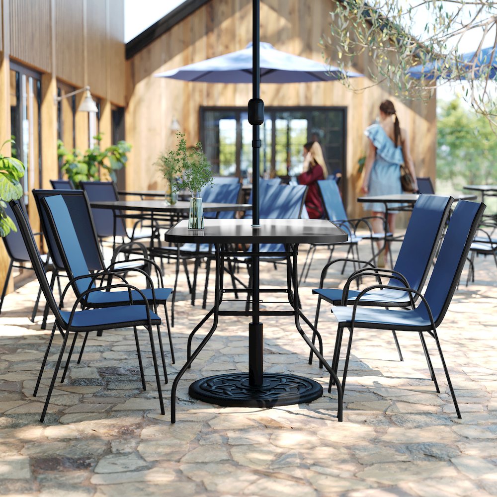 5 Piece Patio Dining Set with Patio Table with 4 Chairs, Navy. Picture 6