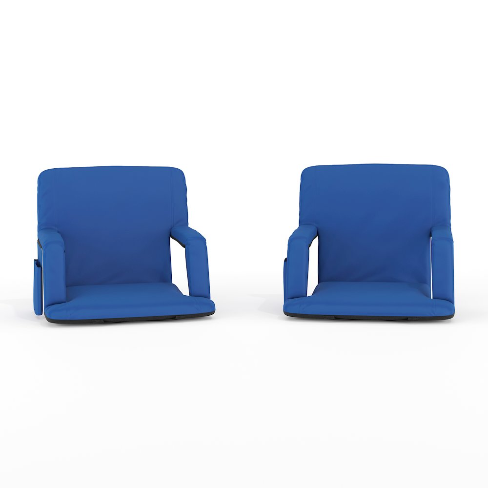 Set of 2 Blue Portable Lightweight Stadium Chairs with Armrests. Picture 1