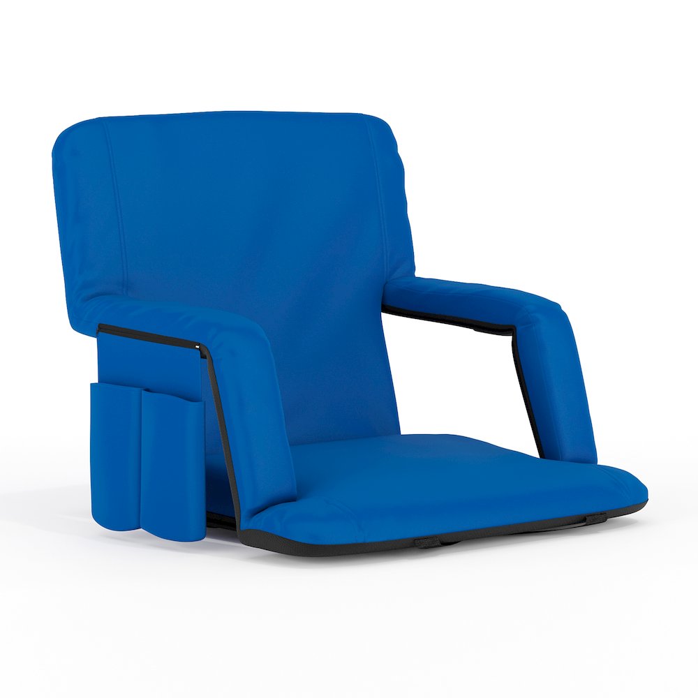 Blue Portable Lightweight Stadium Chair with Armrests, Padded Back. Picture 1