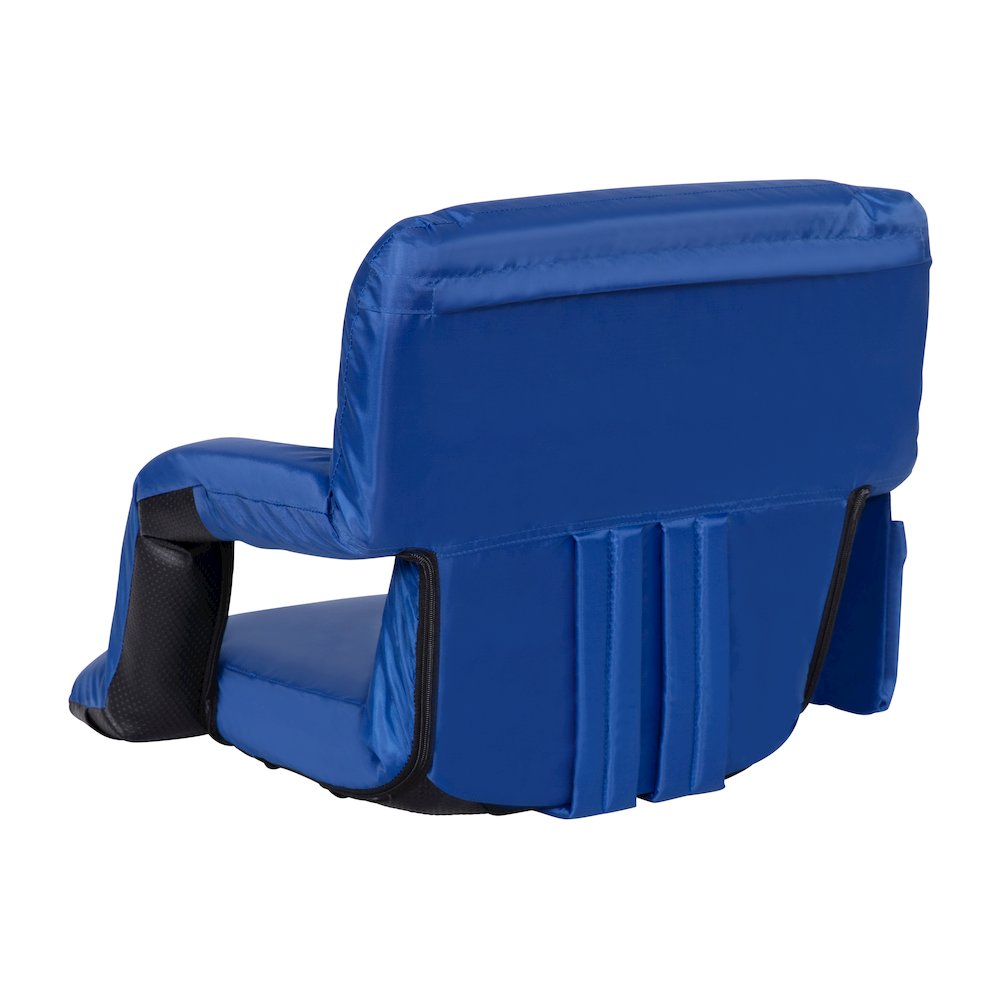 Blue Portable Lightweight Stadium Chair with Armrests, Padded Back. Picture 12