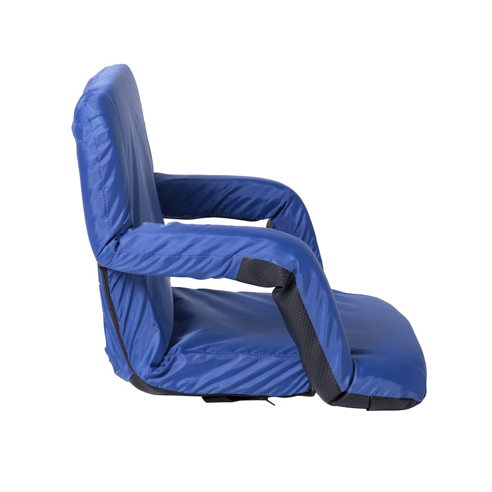 Blue Portable Lightweight Stadium Chair with Armrests, Padded Back. Picture 14