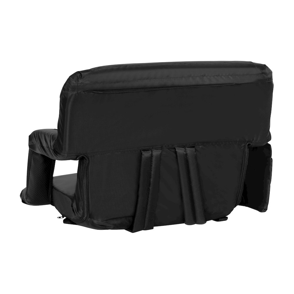 Extra Wide Black Lightweight Stadium Chair with Armrests, Padded Back. Picture 12